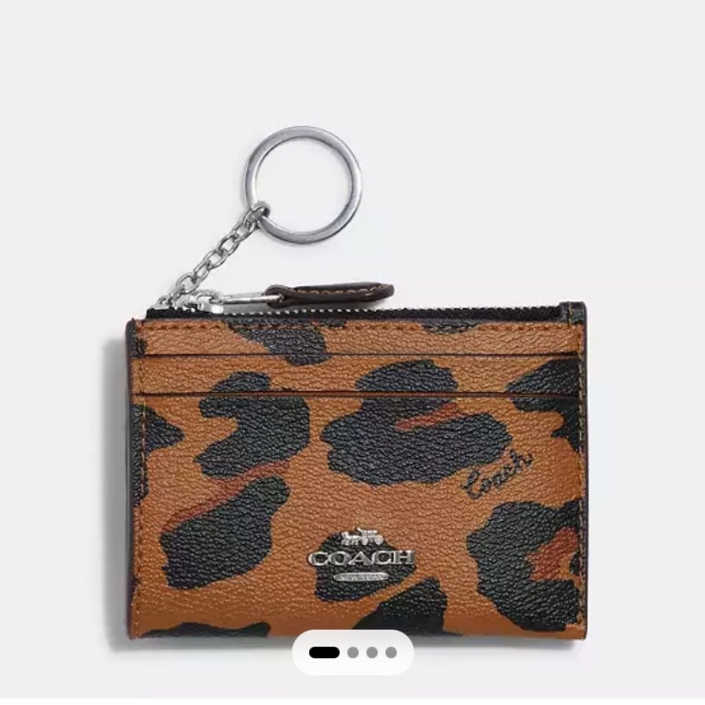 NEW without tags: Coach Mini Skinny Id Case With Leopard Print